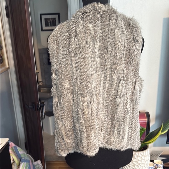 Gray Rabbit Fur Women's Sweater Vest - Picture 3 of 5